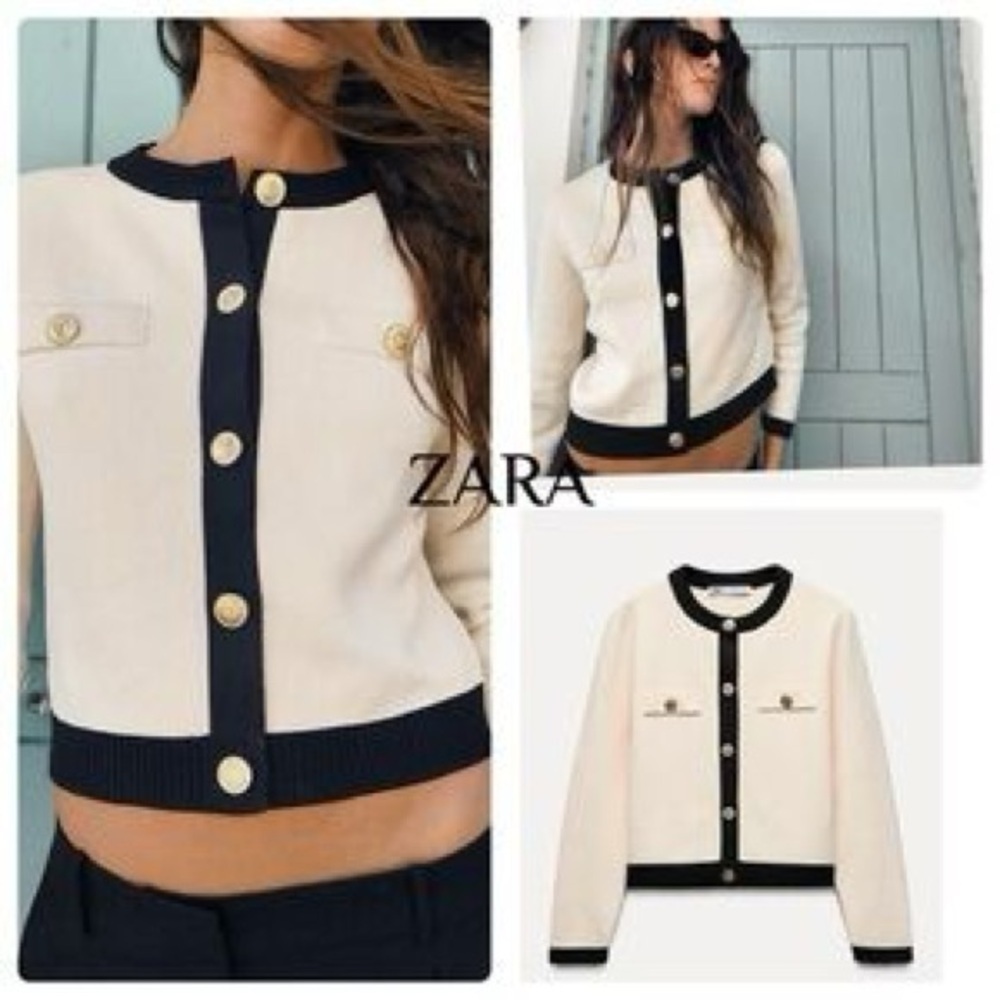 Zara Knit Cardigan With Golden Buttons Size M